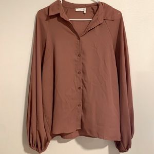 ASOS Design blush pink blouse with balloon sleeves